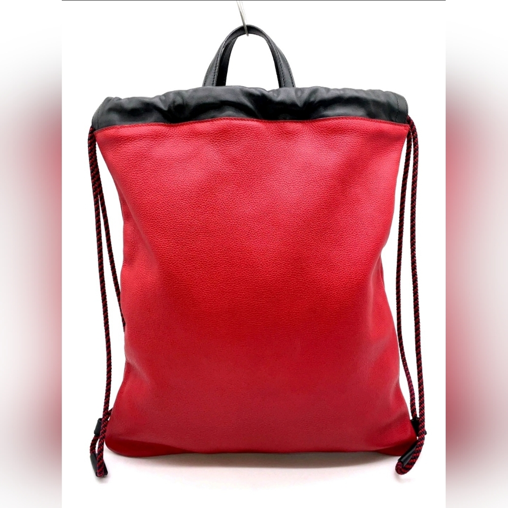 Gucci Logo Red Drawstring Backpack With Pouch And… - image 3